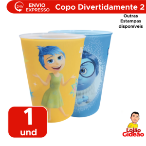 Copo Divertidamente 320 ml Disney Emoções Infantil Para Escola Creche Passeio Personagens