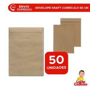 Kit 50 Unidades - Envelope Saco Kraft A4 240mm x 340mm
