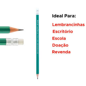Kit 36 Lápis Grafite HB Sextavado Verde Com Borracha Para Escritorio Faculdade Escola