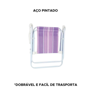 Cadeira Infantil de Praia Mor Alta Dobrável em Aço Cores Sortidas