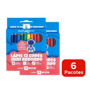 Kit com 6 Pacotes De Mini Lapis de Cor 12 Cores Para Lembrancinhas Escolas