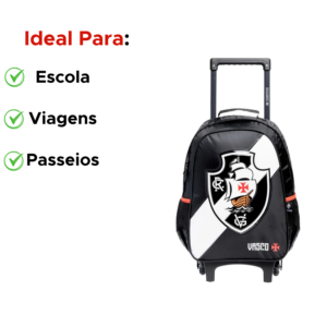 Mochila Com Rodas Vasco Infantil Juvenil Com Alça Retrátil