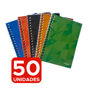 Kit 50 Caderneta Capa Flexível 1/8 Pequena Espiral 48 Folhas em Atacado Para Personalização