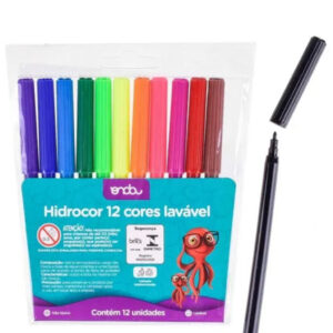 Kit 12 Pacotes De Canetinhas Com 12 Cores Hidrográfica Não Mancha Para Lembrancinhas e Revenda