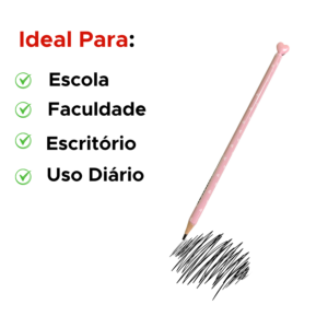 Kit Com 18 Lápis Grafite HB Redondo Coração Ponteira Resina Sortido