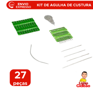 Kit Agulhas de Costura Manual 27 Peças Metal Para Costura e Artesanato