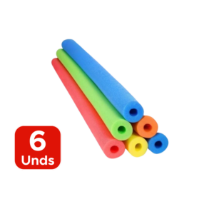 Kit Com 6 Boias Macarrão Espaguete Flutuador Para Piscina Praia Flexível Resistente Com Furo