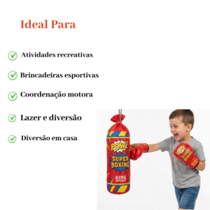 Kit Boxe Infantil Com Mini Saco De Pancada + Luvas Club Modelo Sortido 3 pcs