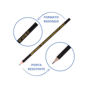 Kit Com 24 Lapis Grafite HB Preto Resina Redondo Sem Borracha Para Escola Escritorio