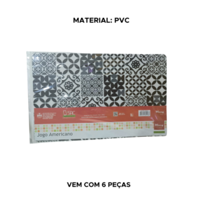 Jogo Americano De Toalha Estampada De PVC Com 6 Unidades Antiderrapante Lavável