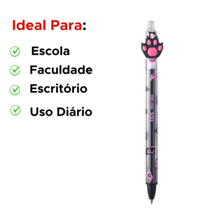 Caneta Gel Retrátil Apagável Holic mi-au 0.7mm Tris Linha Pets Pata Material Escolar