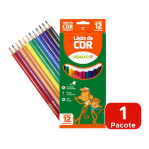 LAPIS DE Cor 12 CORES RESINA SEXTAVADO FLEX LEOELEO Para Escola Arte Revenda