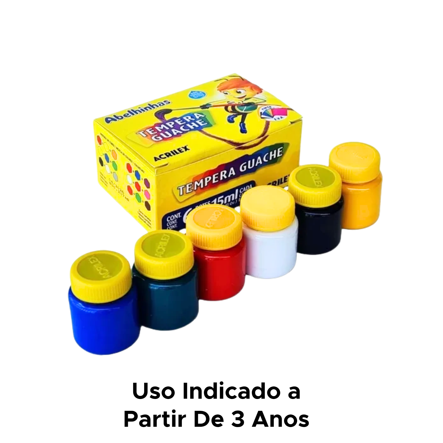 Kit Com 6 Caixas De Tinta Guache Pequena 15ml Com 6 Cores Primárias Para Lista De Material Escolar - Imagem 5