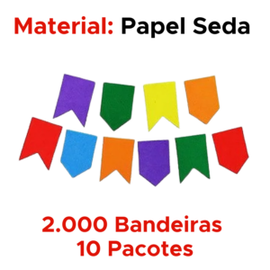 Kit 2000 Bandeirinhas Festa Junina De Papel Seda São João Caipira Resistente Colorida