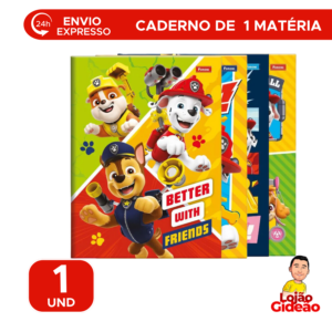 Caderno Brochurão Patrulha Canina Capa Dura 80 Folhas 1 Matéria - Foroni