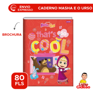 Caderno Brochura Masha e o Urso A4 80 Folhas Infantil Escolar