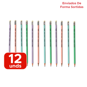 Kit 12 Lápis Redondo Reciclado Colorido Para Escola Revenda Atacado
