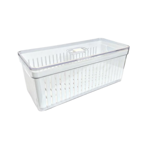 Organizador Retangular Com Tampa Tela Cesto Multiuso Geladeira Cozinha 6,8L