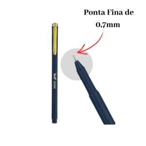 Kit 12 Canetas Slim 0.7mm Coloridas Azul Ponta Fina Com Grip