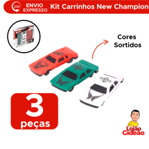 Kit Com 3 Carrinhos Coleção New Champion Carros Para Crianças Sortidos Prenda Lembrancinha Presente