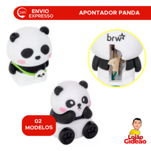 Apontador de Lápis Panda Emborrachado Fofo Infantil Para Estojo Escolar