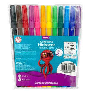 Kit 6 Pacotes De Canetinhas Hidrocor  Com 12 Cores Lavável