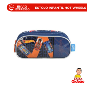 Estojo Escolar Hot Wheels Azul Infantil Triplo Oficial