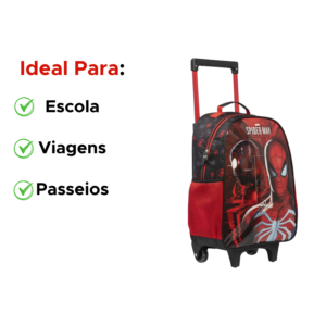 Kit Mochila + Lancheira Do Homem Aranha Com Rodinhas Spider-Man Escolar Infantil