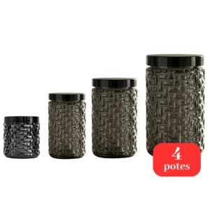 Kit 4 Potes Mosaico Organizadores Para Mantimentos e Cozinha