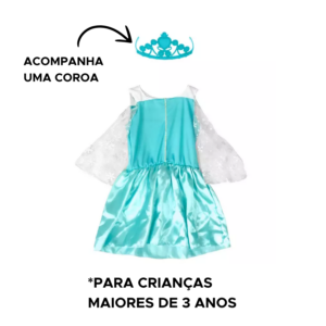 Fantasia Infantil Frozen Princesa Para Menina Com Coroa Festa Carnaval