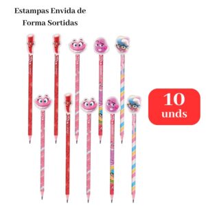 Kit 10 Lápis HB Fini com Borracha Estampas Sortidas Escolar