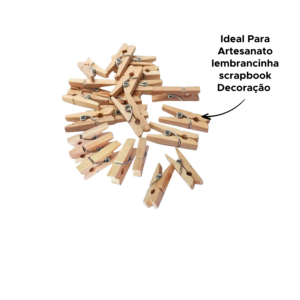 Kit Mini Prendedor Madeira 3cm Com 24 Unidades Natural Pregador Para Foto Decoração
