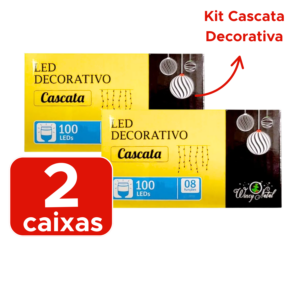 Kit Cascata De Natal 100 Leds 2,3m Pisca-Pisca 8 Funçoes Decoração De Natal Fio Transparente 127v