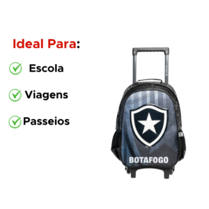 Mala Com Rodas Botafogo Mochila Infantil Juvenil Com Alça Retrátil