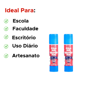 Kit 12 Colas em Bastão 10g Escola Revenda Atacado Prendas Kits