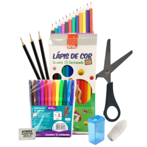 Kit Estojo Infantil Completo Com Material Escolar Para Menino E Menina