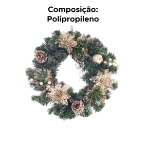 Guirlanda Decorativa De Natal 40cm Com Enfeites Brilhosos Para Decoração Porta Parede