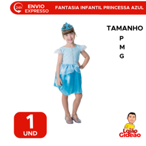 Fantasia Infantil Cinderela Princesa Para Menina Com Coroa Festa Carnaval