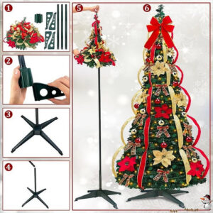 Árvore De Natal Dobrável Retrátil Monta Fácil Completa