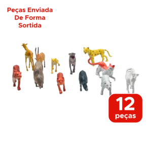 Kit 12 Peças Brinquedo Reino Animal Para Prenda Presente Sortidos