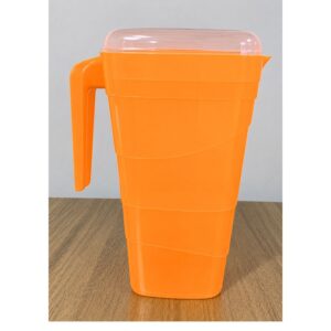 Jarra 2L Laranja Neon Graduada Com Tampa Para Água Suco e Bebidas