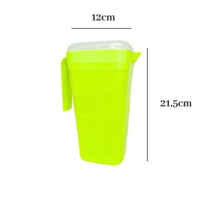 Jarra 2L Verde Neon Graduada Com Tampa Para Água Suco e Bebidas