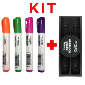 Kit Marcador Para Quadro Branco Com 4 Unidades Colorida Futuro Para Professor Curso Desenho Destaque