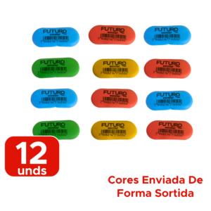 Kit Com 12 Borrachas Oval Colorida Para Escola Escritorio Revenda