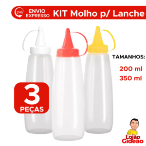 Conjunto Bisnaga Para Molhos De Lanche Ketchup Maionese Mostarda Para Lanchonete  Restaurante