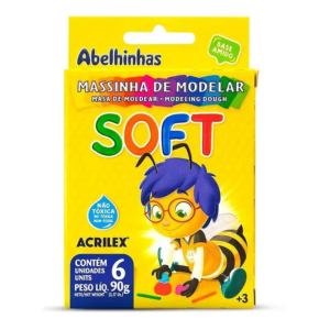 Massinha de Modelar Acrilex 6 Cores Infantil Escolar Para Modelagem