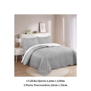 Kit Colcha Cobre Leito Queen Dupla Face 3 Peças