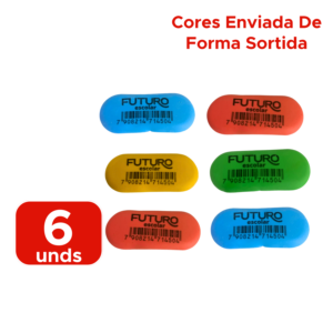 Kit Com 6 Borrachas Oval Colorida Para Escola Escritorio Revenda Sortida