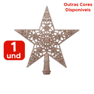 Estrela Ponteira Com Glitter Enfeite Natalino Árvore De Natal 20cm