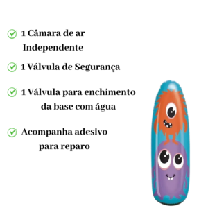 João Bobo Inflável Infantil 87cm Vinil Resistente Base com Água Brinquedo Educativo